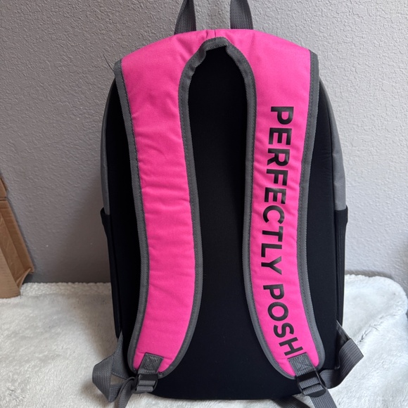 Perfectly Posh~Stylish pink, gray and black backpack~NWOT - Picture 2 of 14